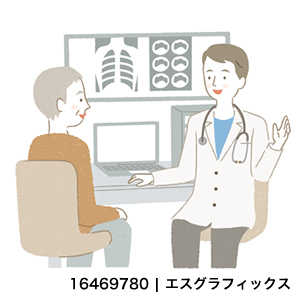 診察を受けるシニア男性イラスト